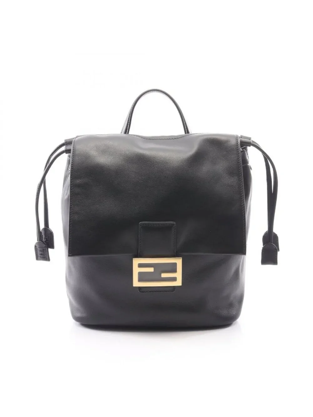 Fendi Backpack FF Logo Black Leather